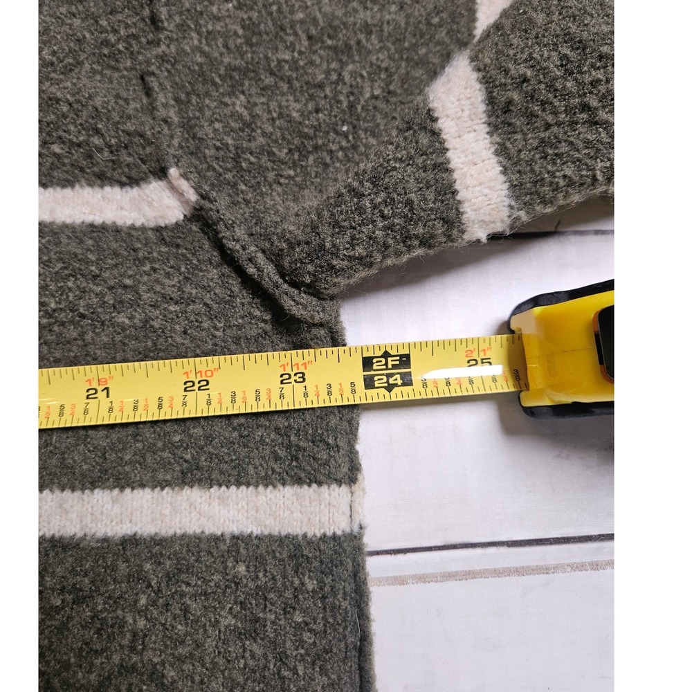 Aerie Women XS Olive Green Striped Oversized Crewneck Sweater Boucle Knit - Picture 4 of 8